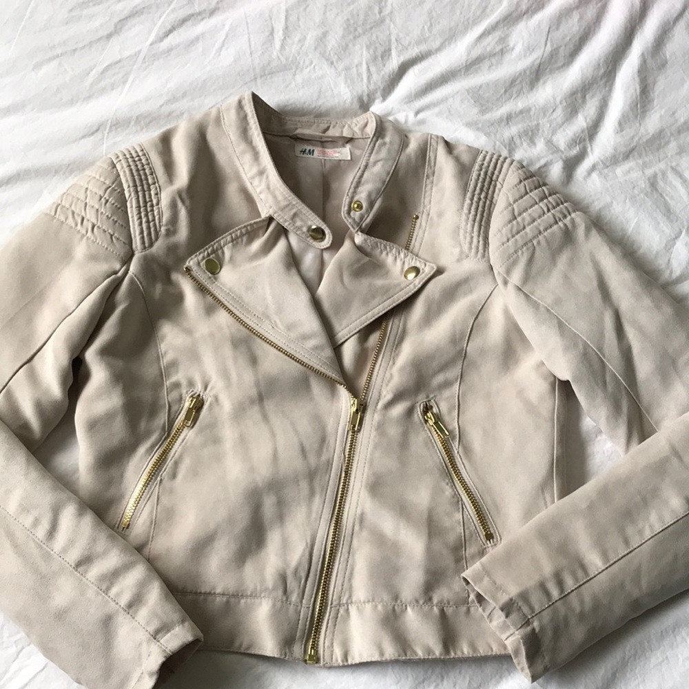 H&M- Tan Moto Jacket w/ gold hardware